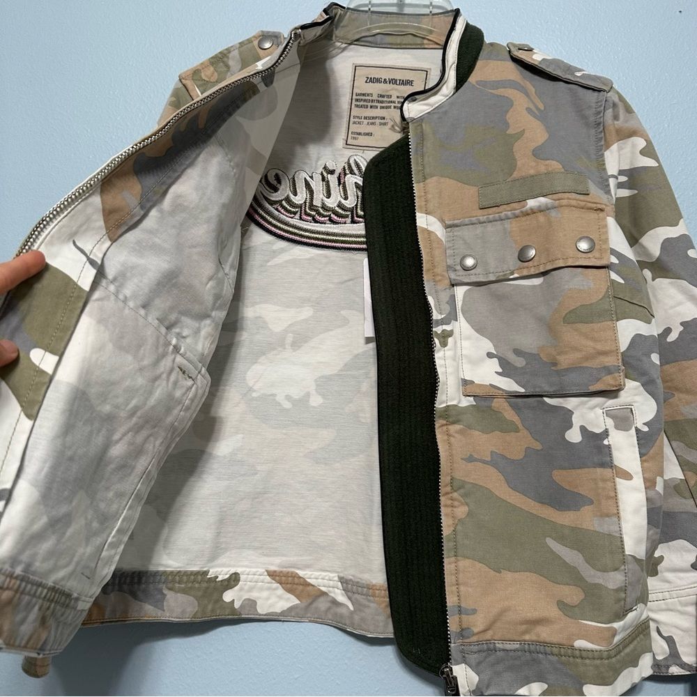 Zadig & Voltaire Kavy Camo Jacket NWT S Cargo Utility Grunge Gorpcore - Picture 9 of 16